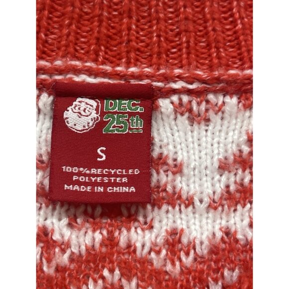 Christmas Sweater Dec. 25th Women’s S  Red/White Snowflakes Reindeer Cardigan - Picture 4 of 6